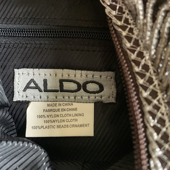 Aldo Brown nylon shoulder bag with silver & sequin design EUC - Picture 7 of 7